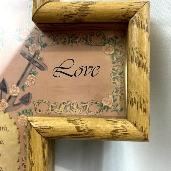 Abbey Press CROSS wood frame 3-D Faith Hope Love Made in USA 12 x 9" - Picture 2 of 11